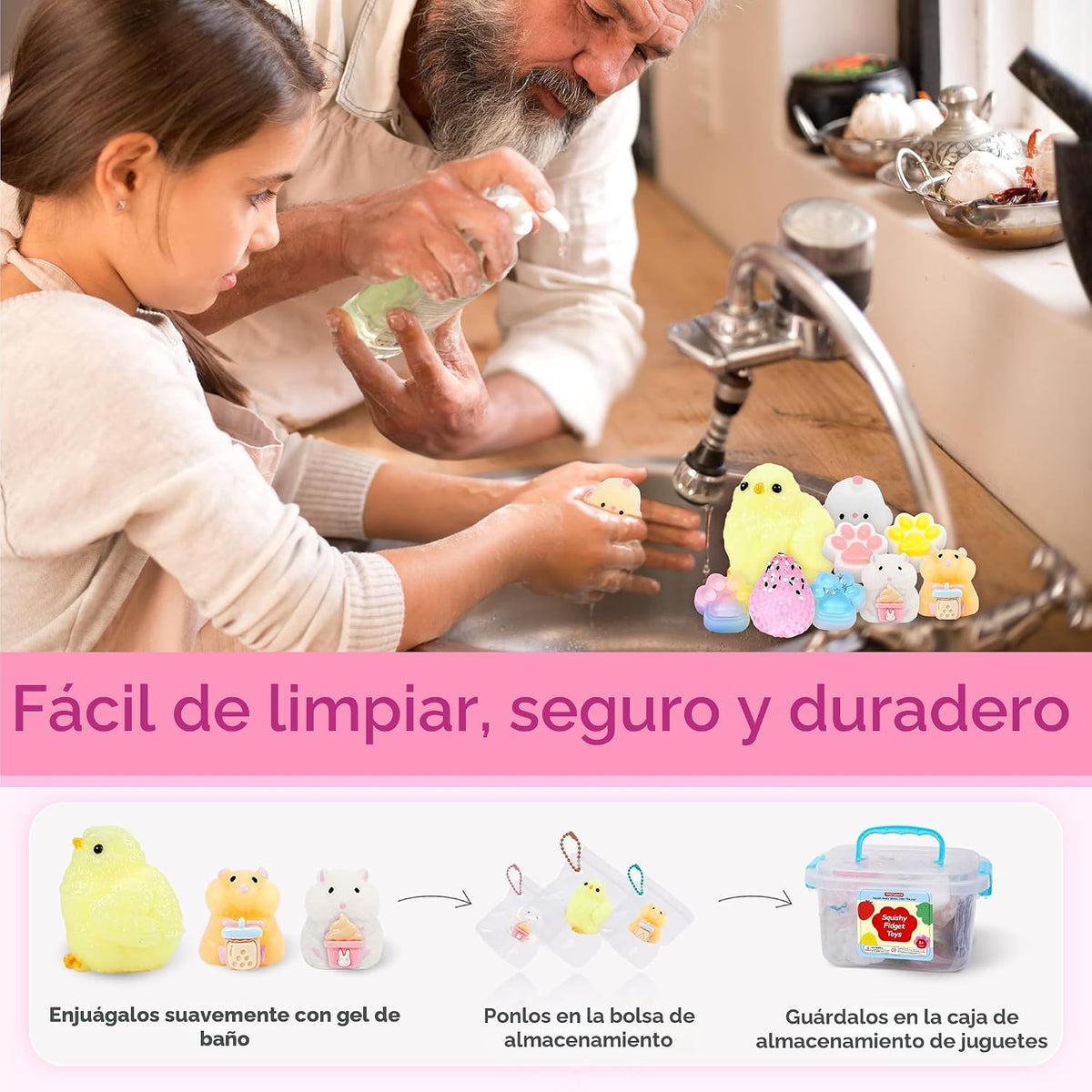 Paquete de 10 juguetes blandos Taba con caja de juguetes para apret...