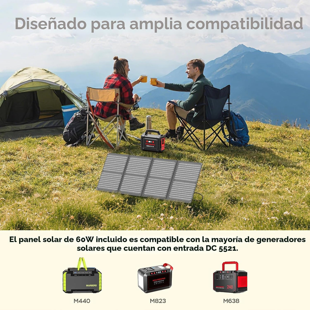 MARBERO Generador solar de 296 Wh con paneles solares, estación de...