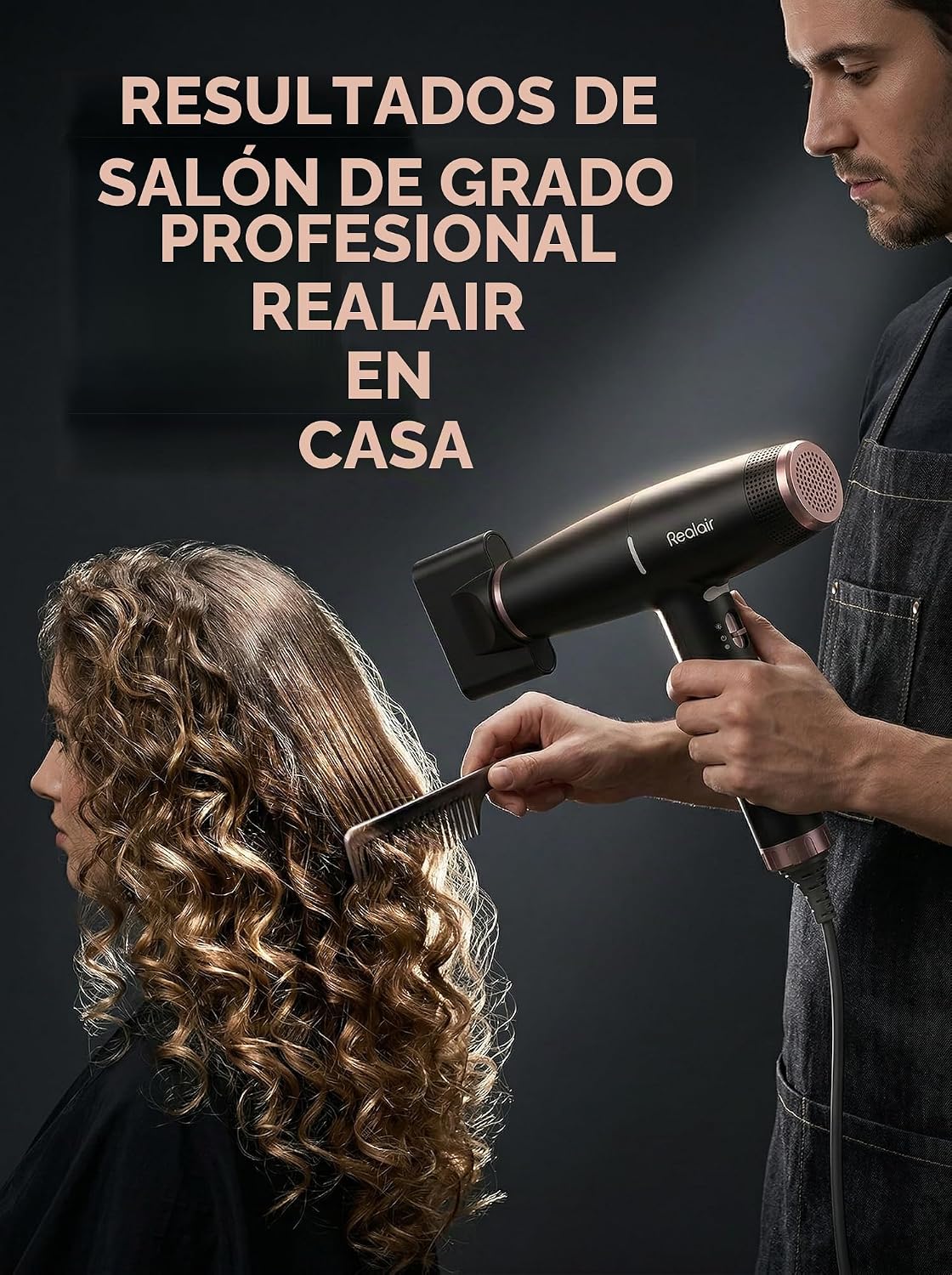 Realair Secador de pelo iónico profesional con difusor | Cuidado de...