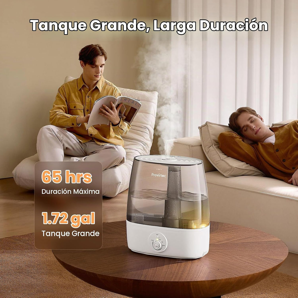 Provirtec Humidificador de tanque limpio de 6.5L para habitación gr...