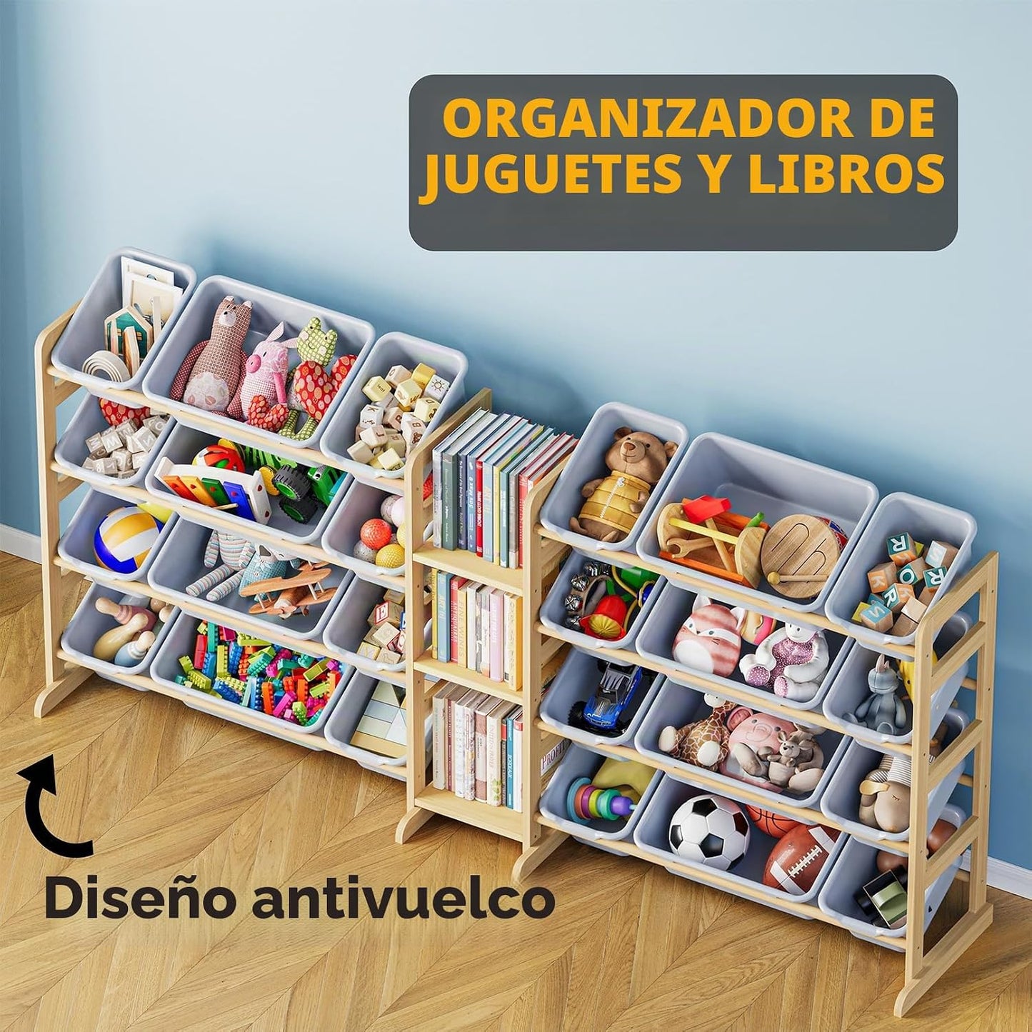 SpaceAid Organizador grande de almacenamiento de juguetes con 24 co...