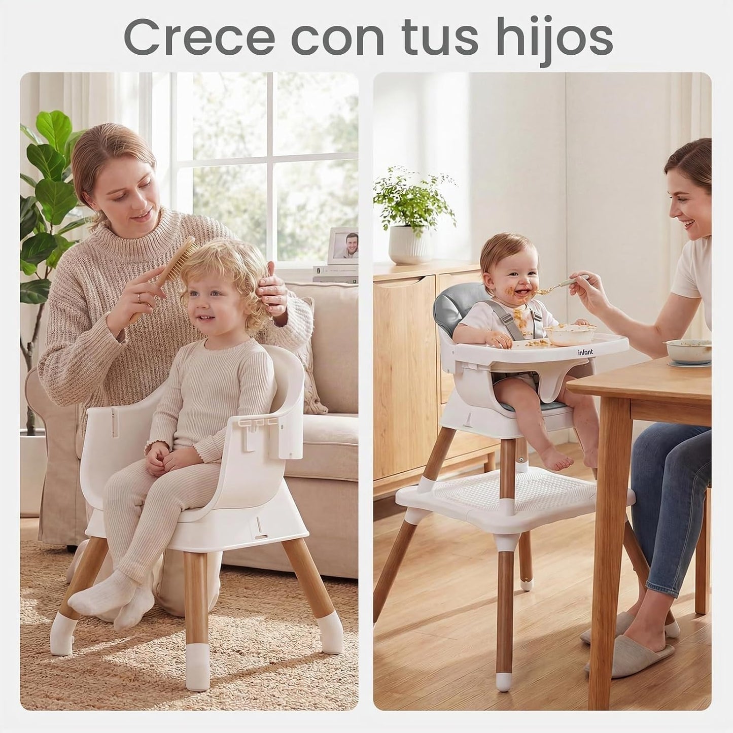 INFANS Silla alta para bebé, silla alta convertible 9 en 1 para beb...