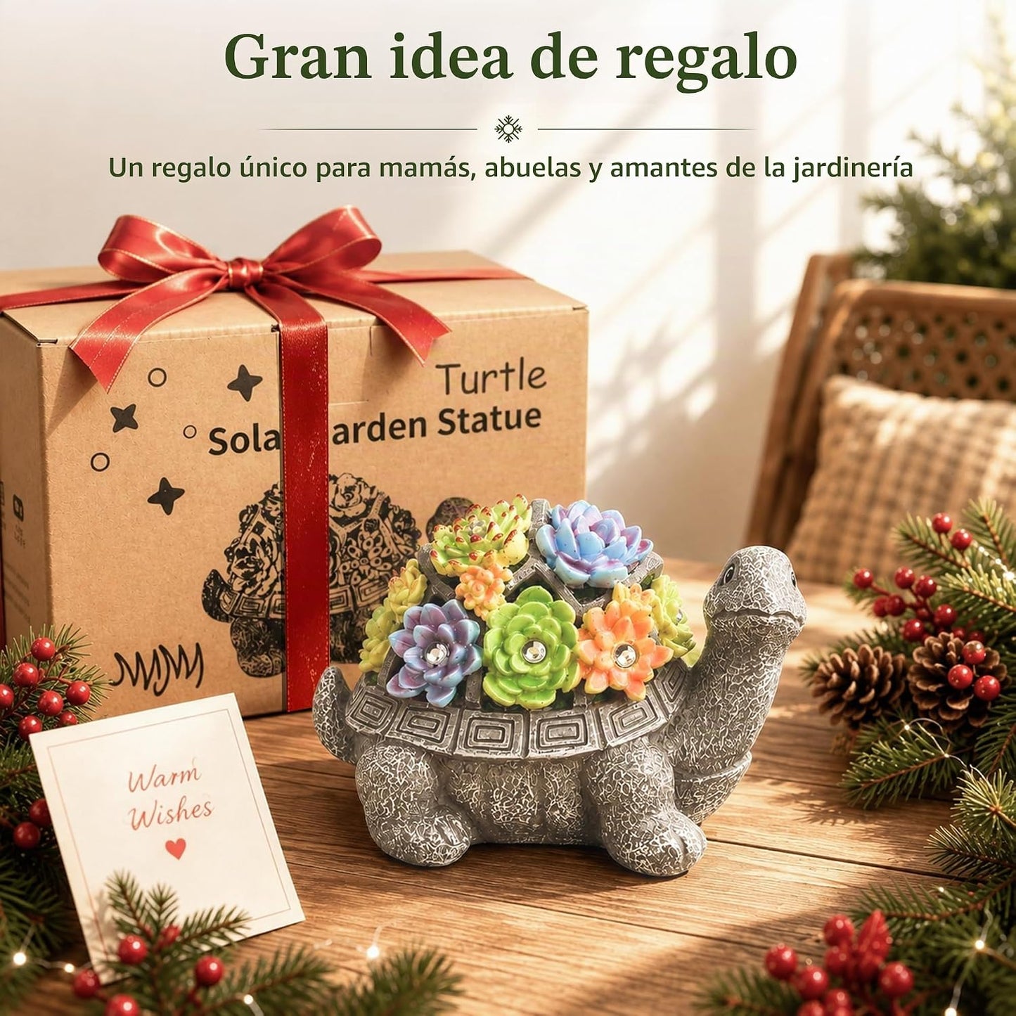 Estatuas de jardín solar GIGALUMI Figura de tortuga Luces para exte...