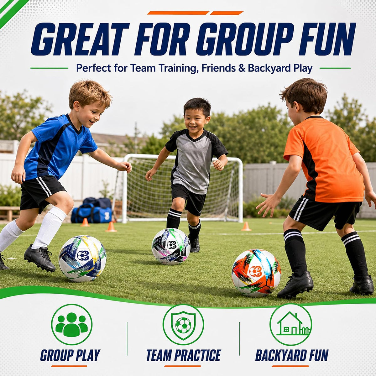 Innotoys Balón de fútbol tamaño 5, tamaño 4, tamaño 3, desinflado,...