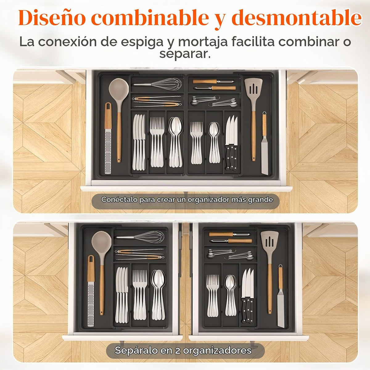 Lifewit Organizador Grande de Cajón para Cubiertos, Expandible de 1...