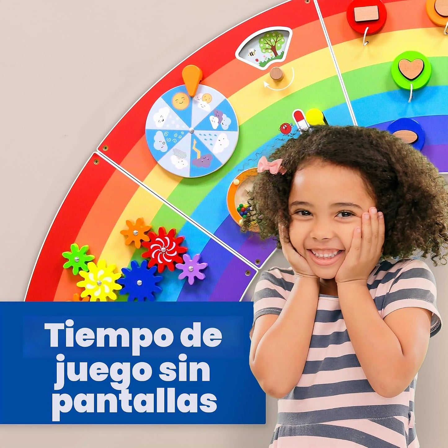 SPARK &amp; WOW Paneles de pared de actividades arcoíris, 10 activi...