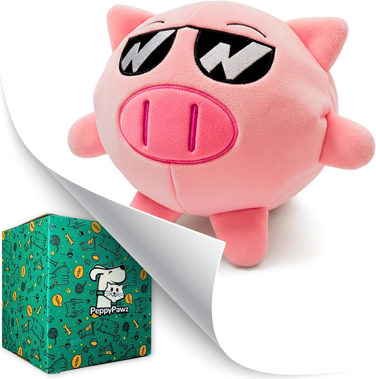 PeppyPawz - Piggy - Juguete masticable 3 en 1 para perros con bola...