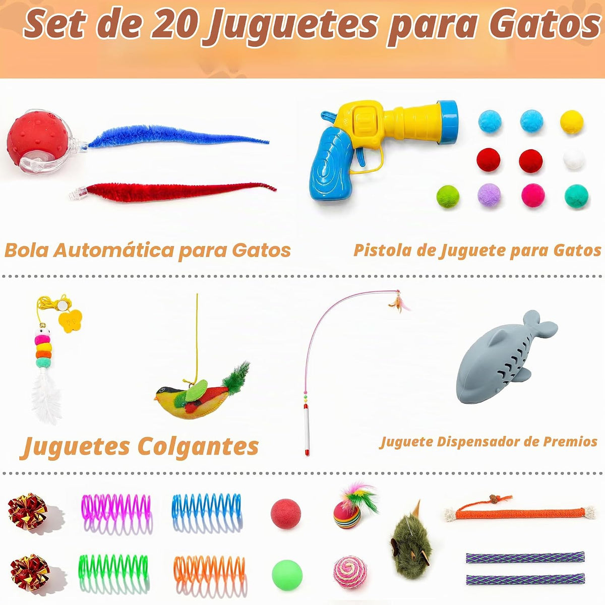 MOYMO 21 juguetes interactivos para gatos de interior, caja de romp...