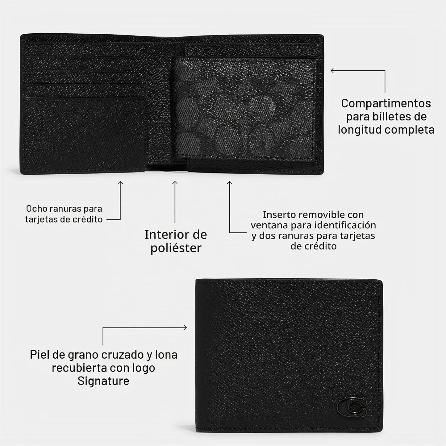 Coach Cartera 3 en 1 en piel de grano cruzado