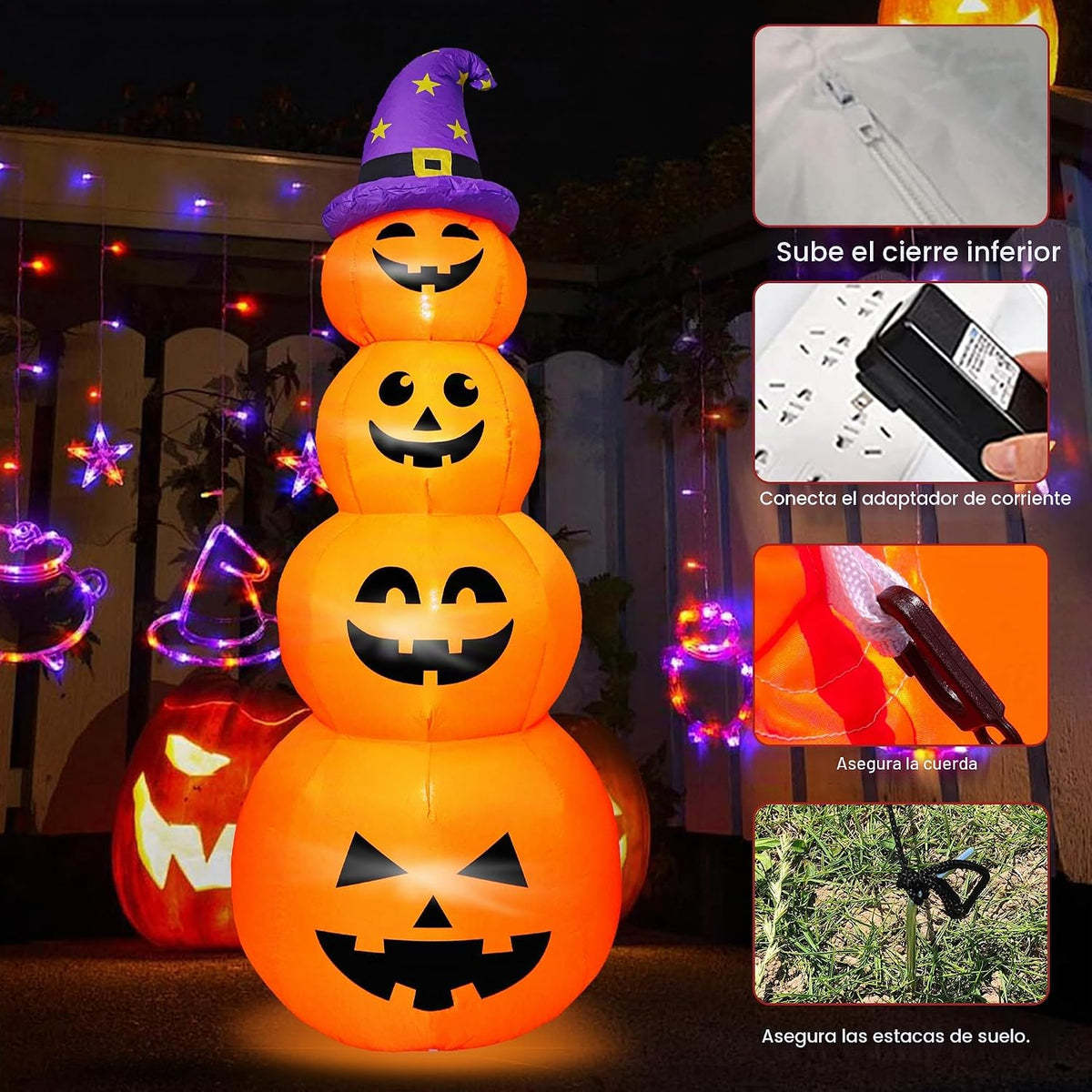 DearSun Calabazas inflables apiladas de Halloween de 8 pies de alto...
