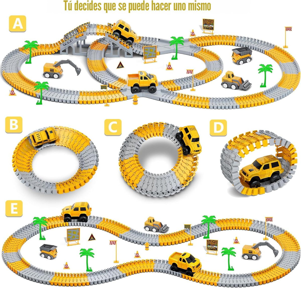 Juguetes para niños 253 piezas Pista de carreras de construcción pa...