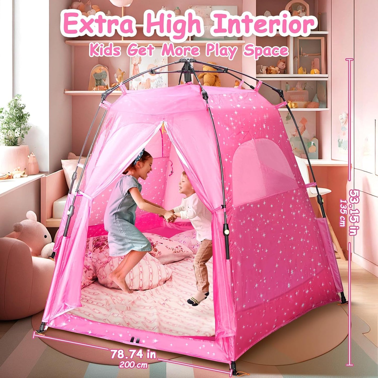 Tienda de campaña emergente para princesas para niñas: 78"x66&#...