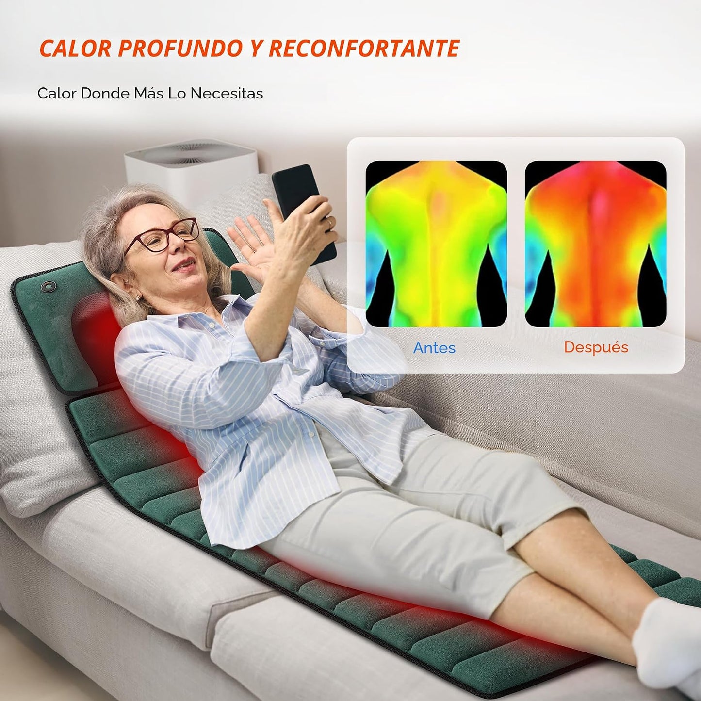 Himouta - Esterilla de masaje de cuerpo completo con calor, almohad...