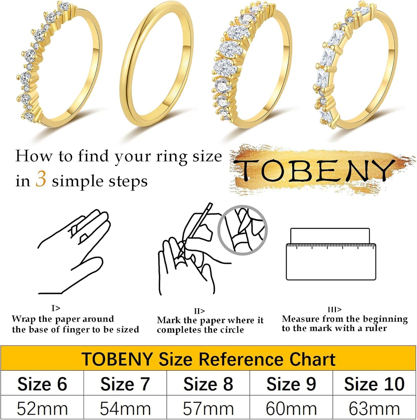 TOBENY Anillos de oro apilables para mujer sin deslustre, delicados...