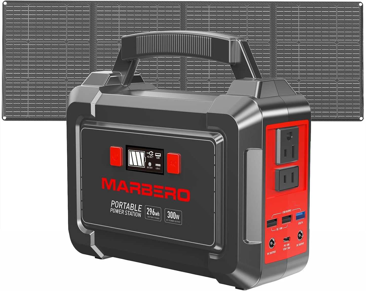 MARBERO Generador solar de 296 Wh con paneles solares, estación de...