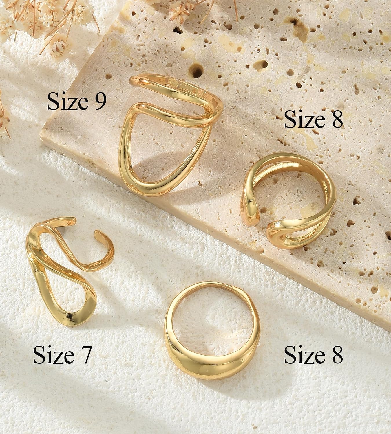 YEEZII Juego de 20 anillos dorados para mujer, anillos de dedo midi...