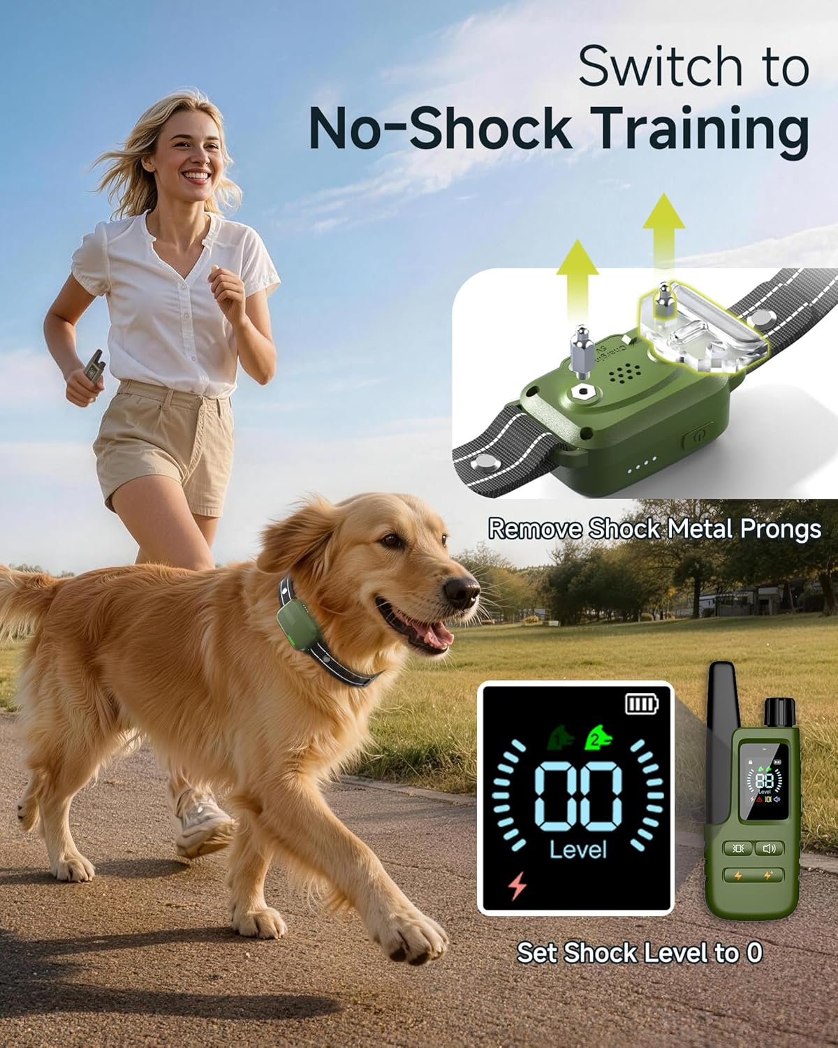 Collar de choque para perro, collar de entrenamiento para perros de...