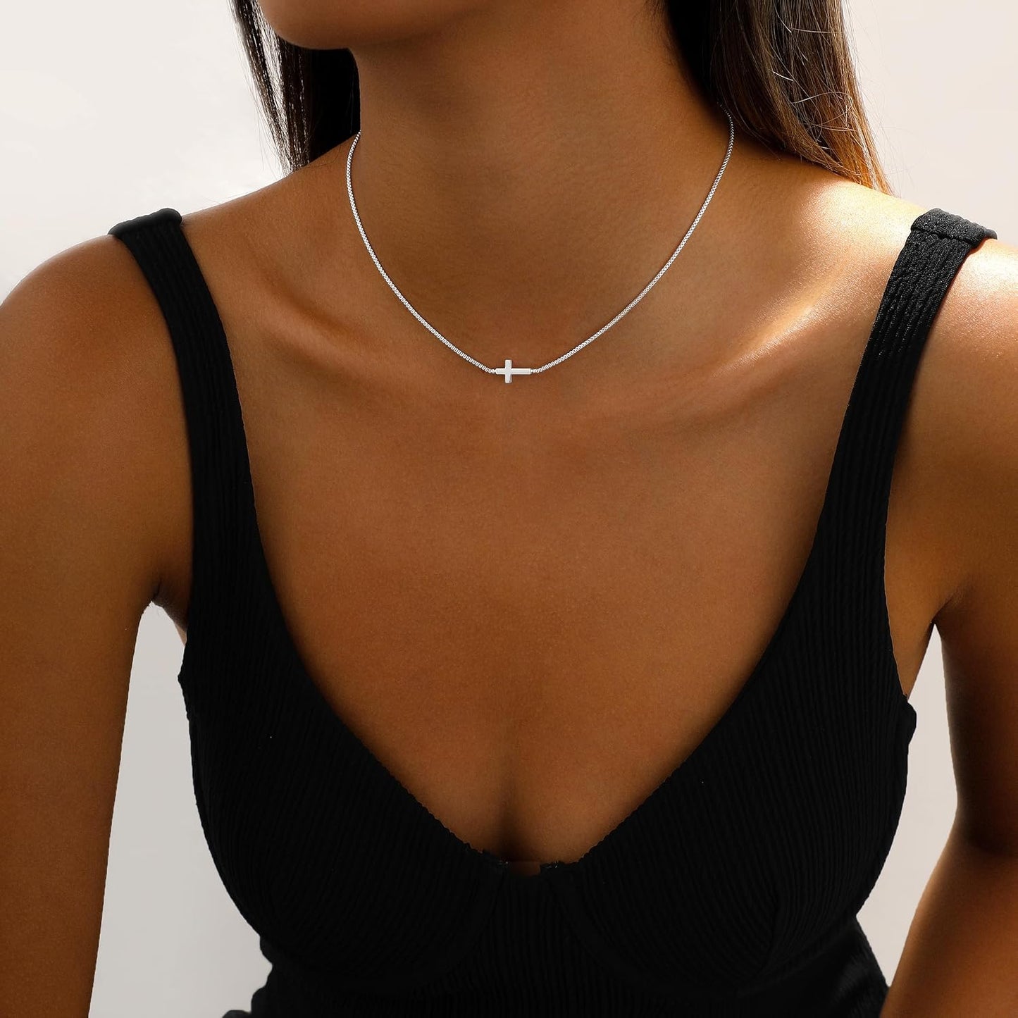 JIKASI Collar de cruz para mujer, chapado en oro o plata de 14 quil...