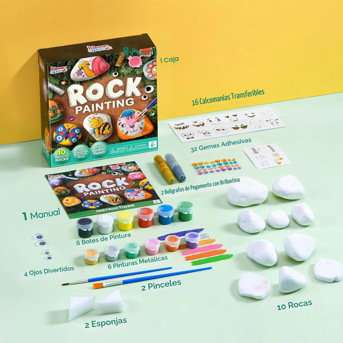 JOYIN Kit de pintura de roca para niños, artes y manualidades para...
