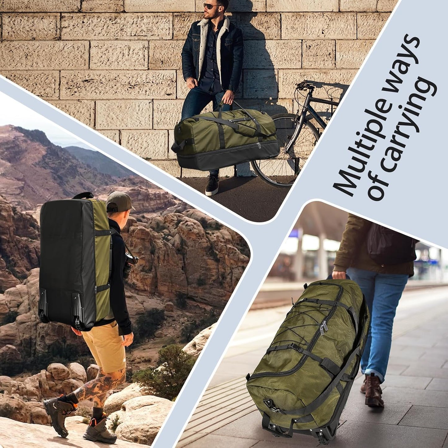 Vrtisa Bolsa de lona plegable Oxford con lados suaves y 2 ruedas re...