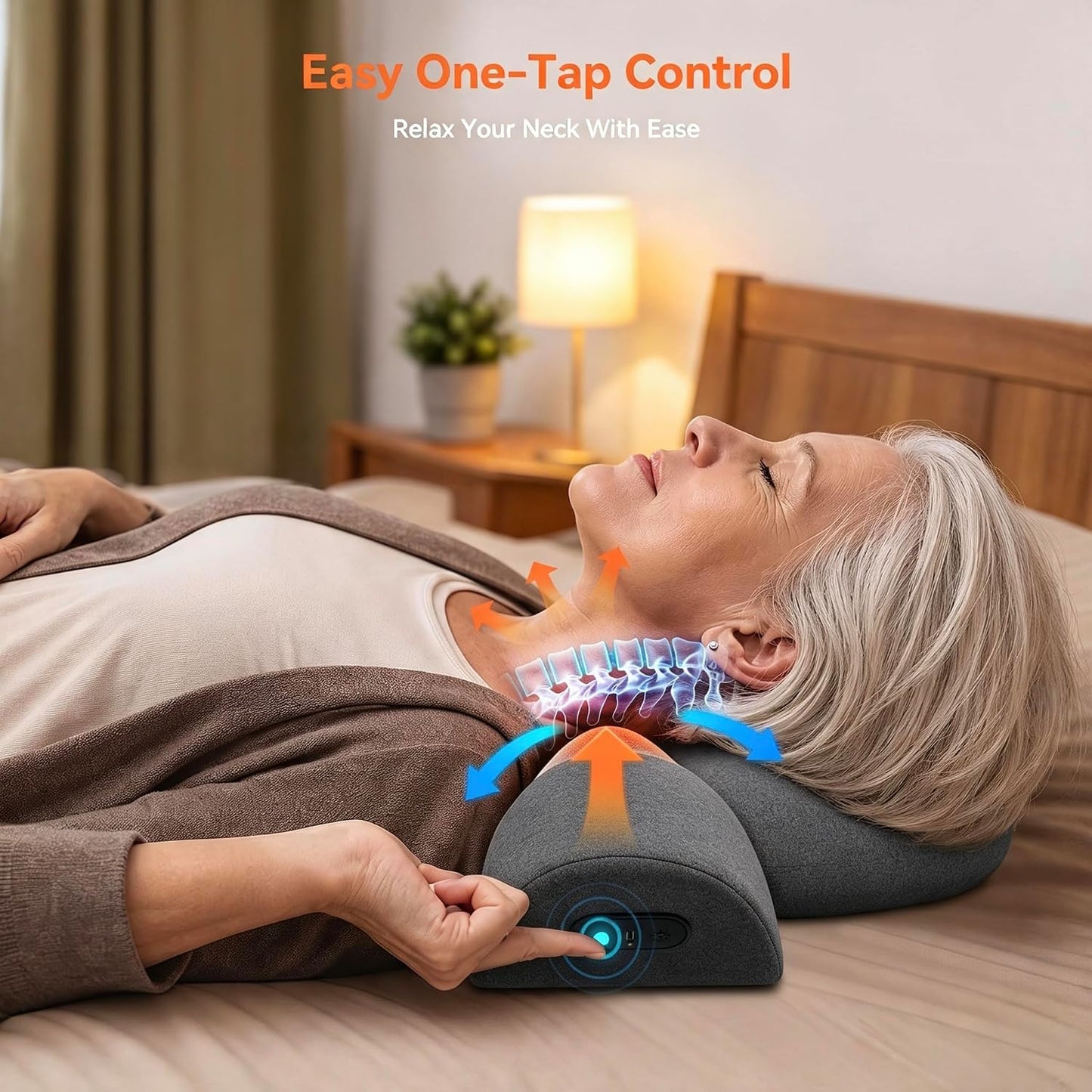 Almohada masajeadora de cuello inalámbrica 3 en 1 con calor, vibrac...