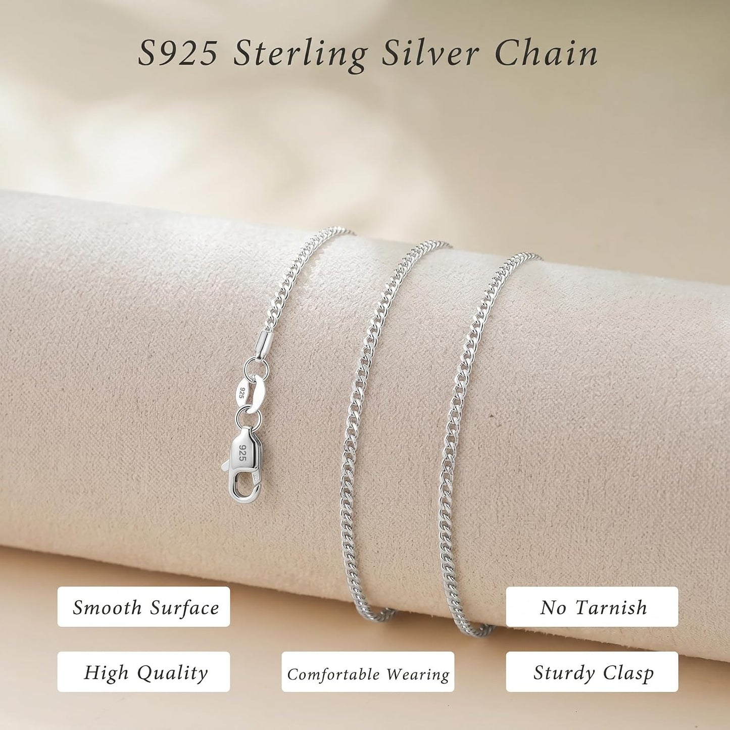 BLThing Collar de cadena de plata de ley S925 para mujer, cadena de...