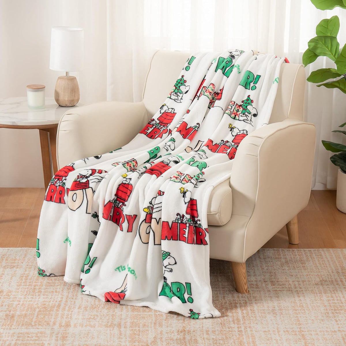Berkshire Blanket Peanuts VelvetLoft - Manta de felpa de Snoopy con...