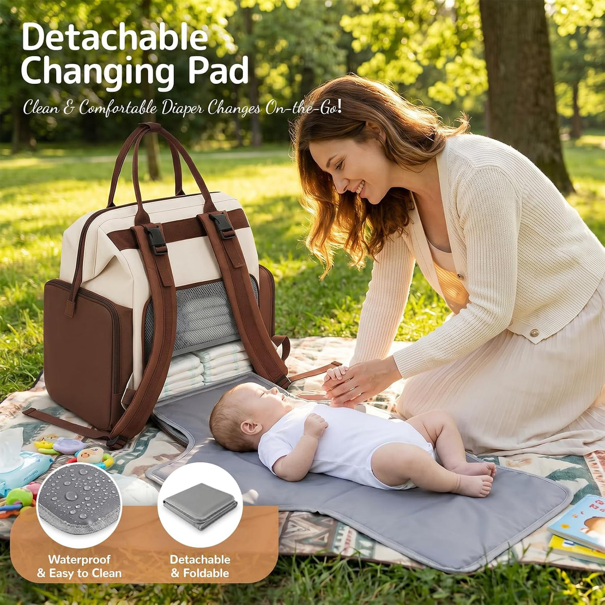 Heatvelle Mochila para pañales con bolsa calentadora de biberones p...