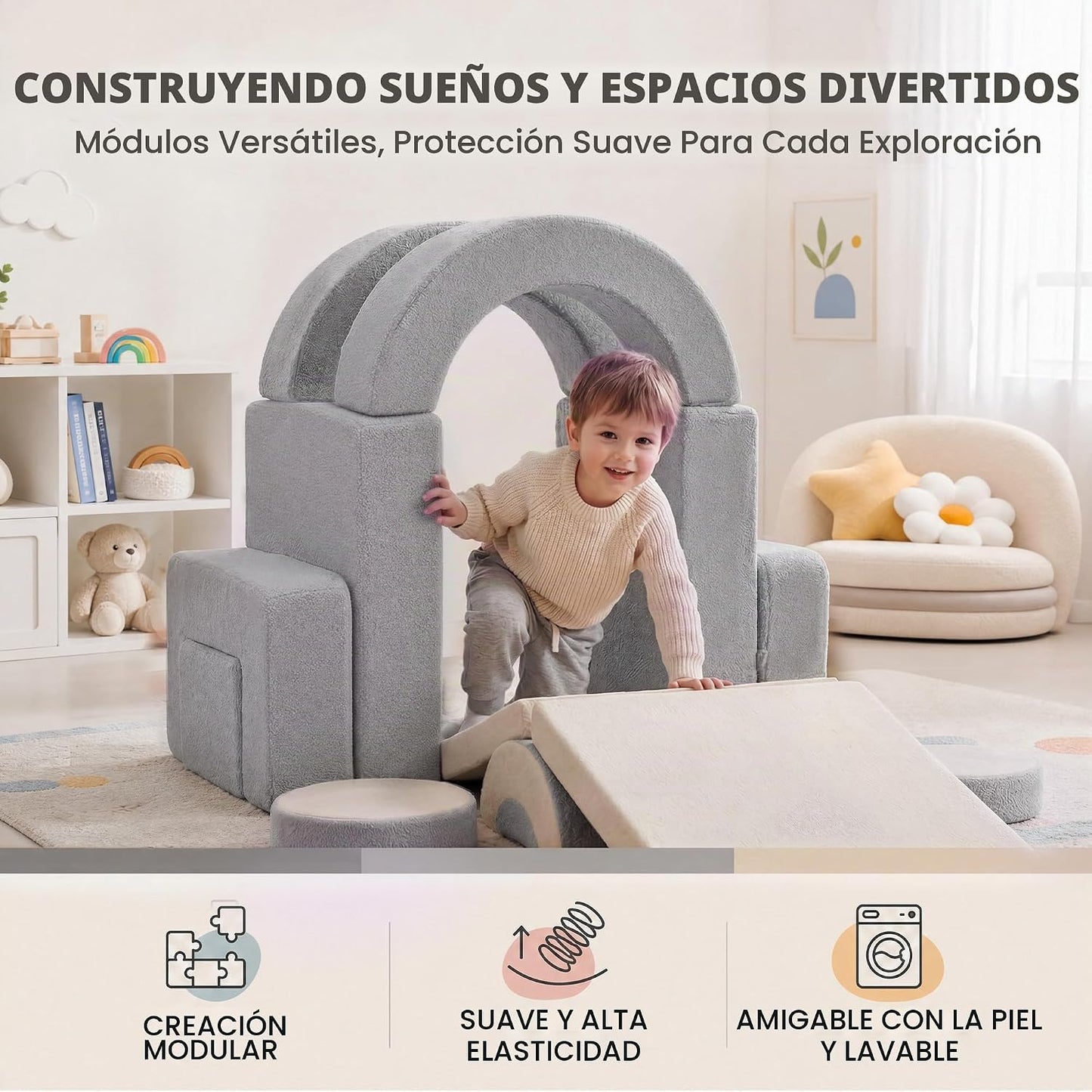 BUMNANA Sofá modular de juego para niños, sofá seccional para niños...