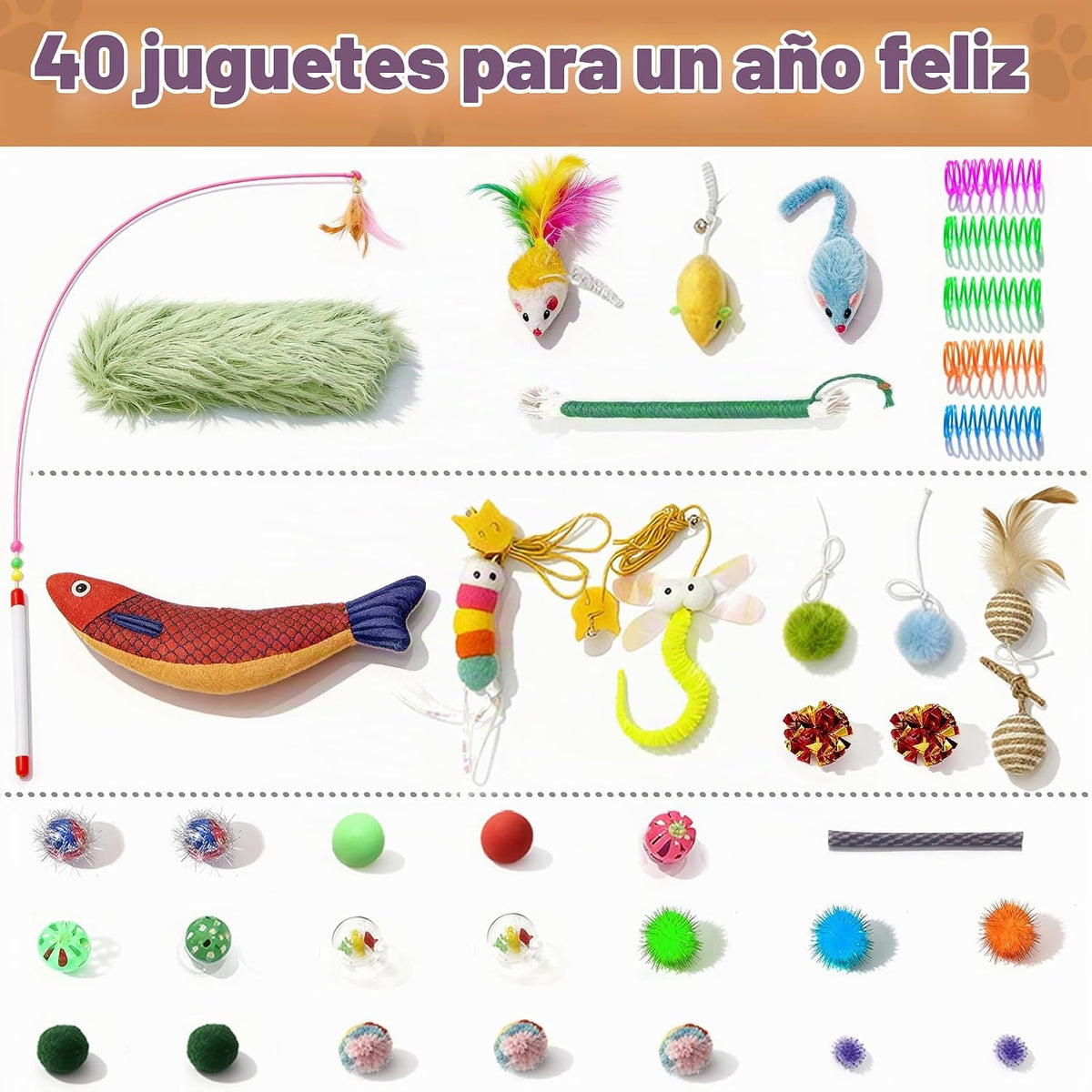 MOYMO 41 Piezas Juguetes Interactivos para Gatos de Interior, Jugue...