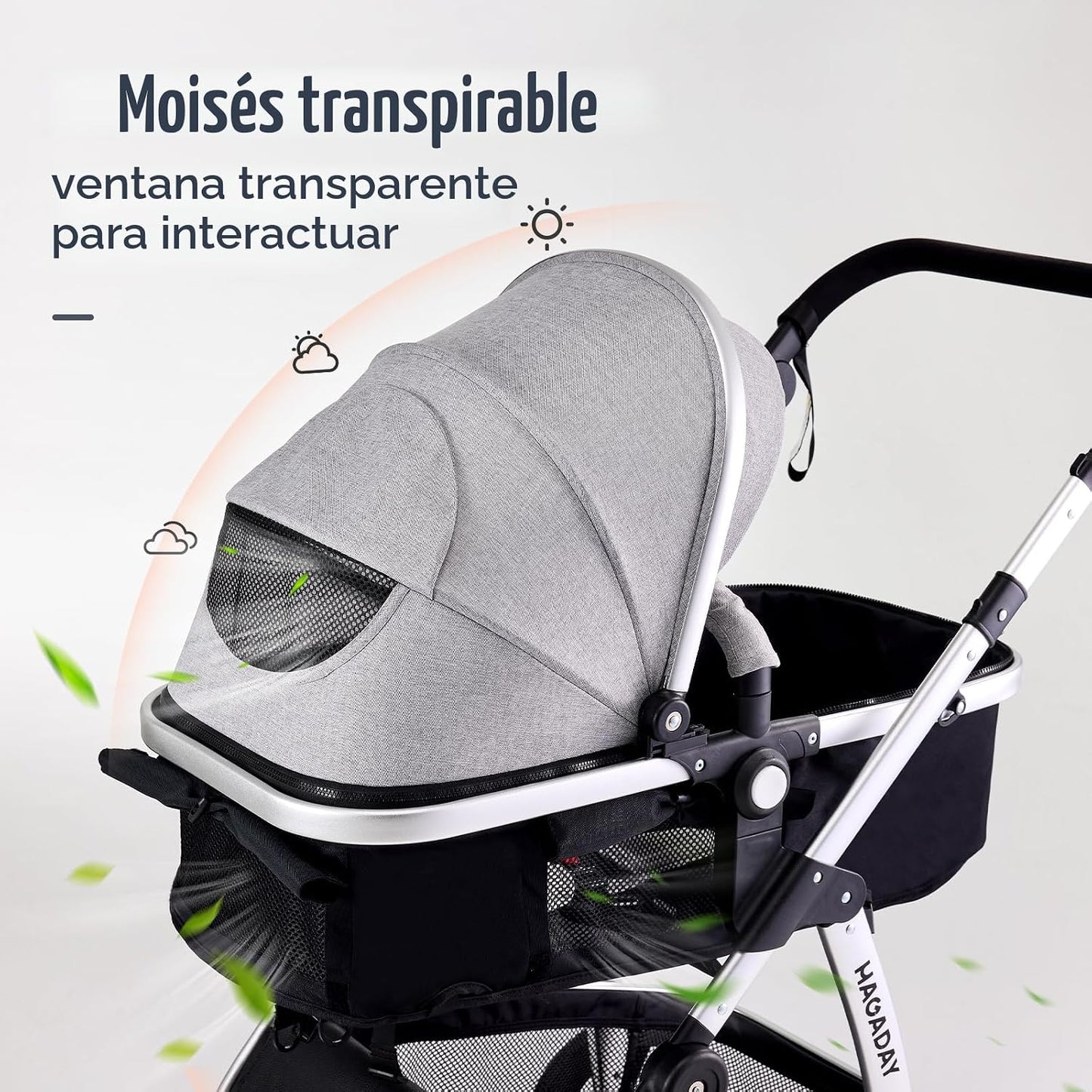 Hagaday Cochecito de bebé, asiento reversible 2 en 1 para niños peq...