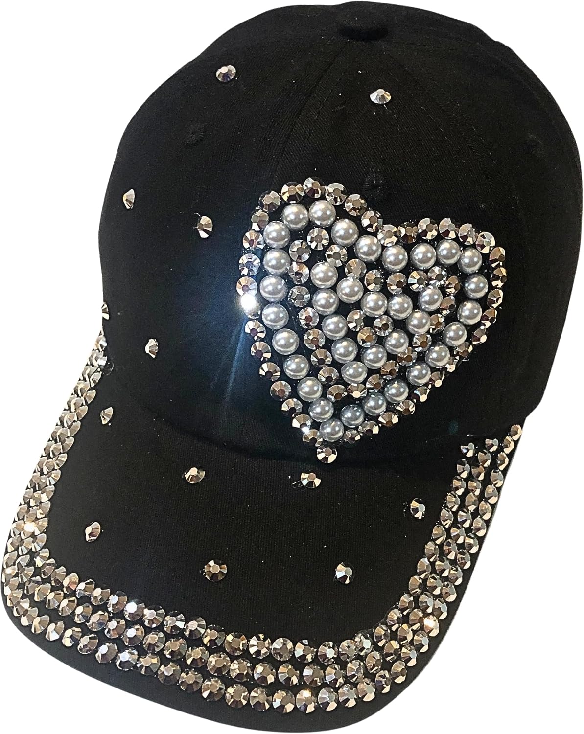 Popfizzy Sombrero de diamantes de imitación de corazón de perlas pa...