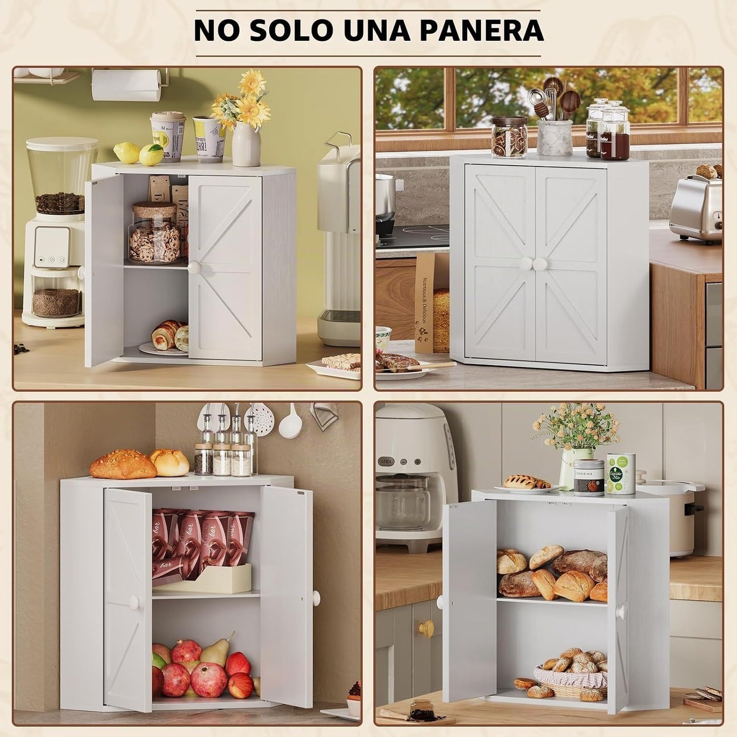 Trironsun Panera de esquina para encimera de cocina, contenedor de...