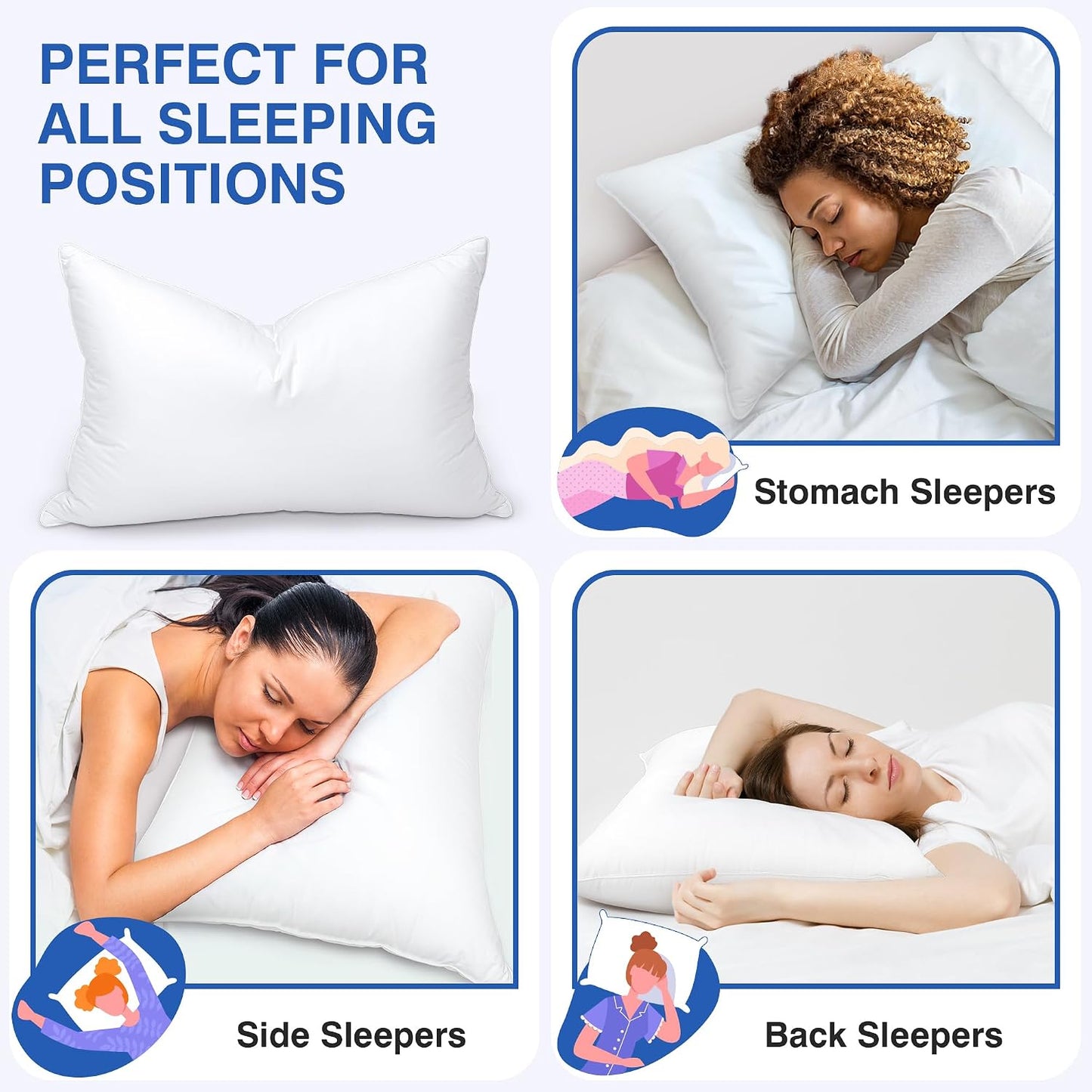 zibroges Juego de 2 almohadas de plumas tamaño King, almohada de pl...