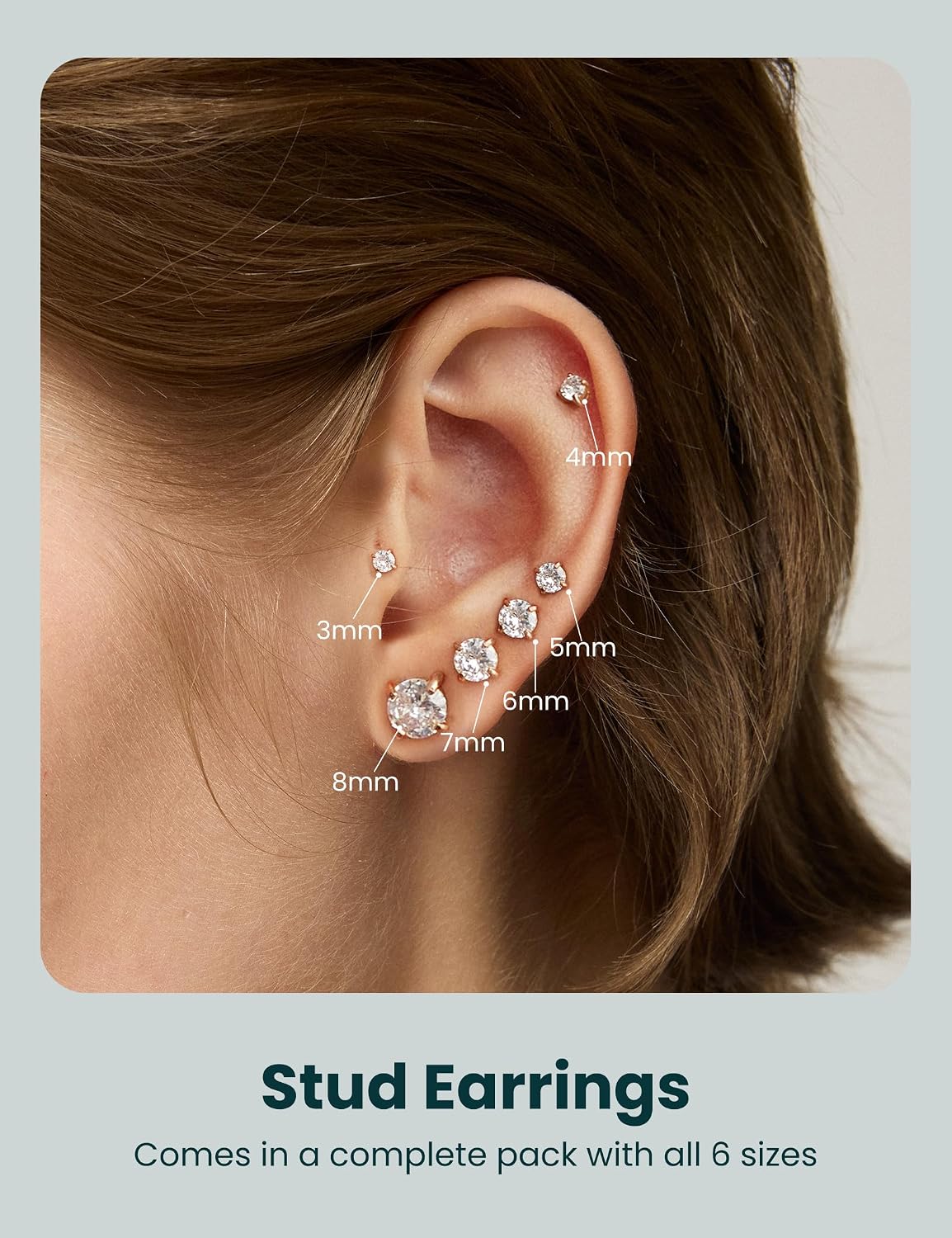 Juego de 6 pares de aretes, aretes hipoalergénicos de circonita cúb...