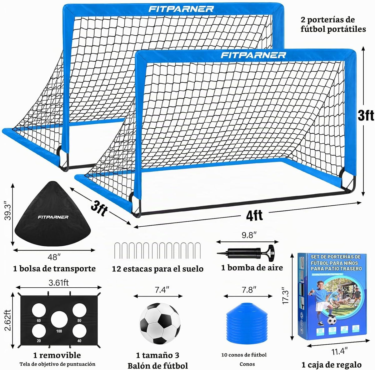 FITPARNER Portería de fútbol, portería de fútbol para niños en el p...