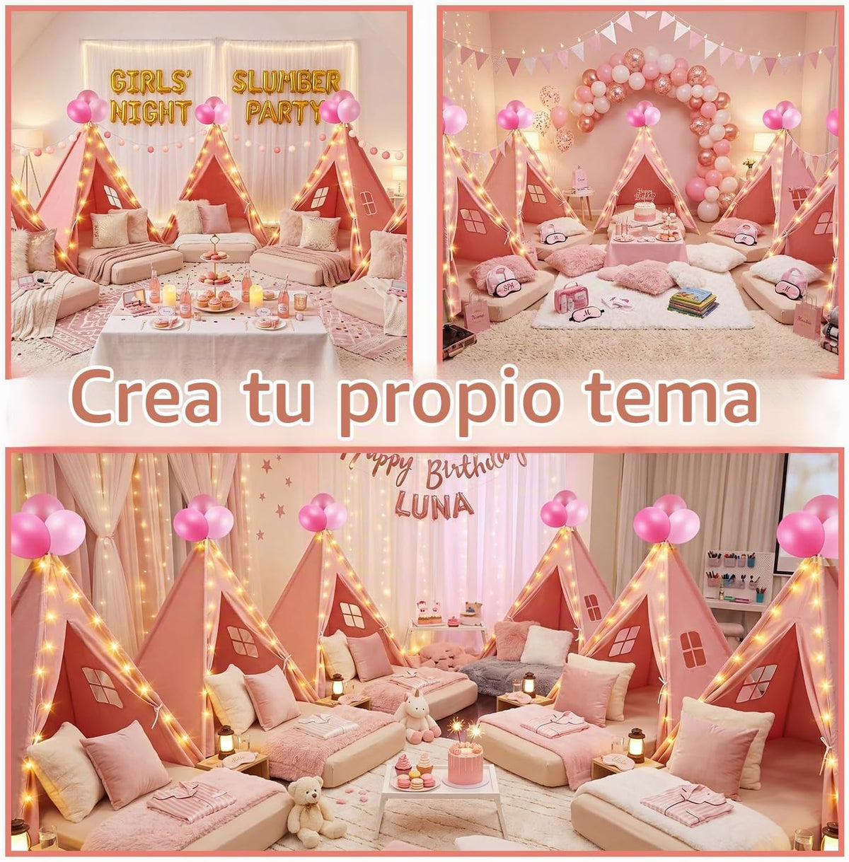 Lemosa - Juego de tienda de campaña para niños, 4 unidades, color r...