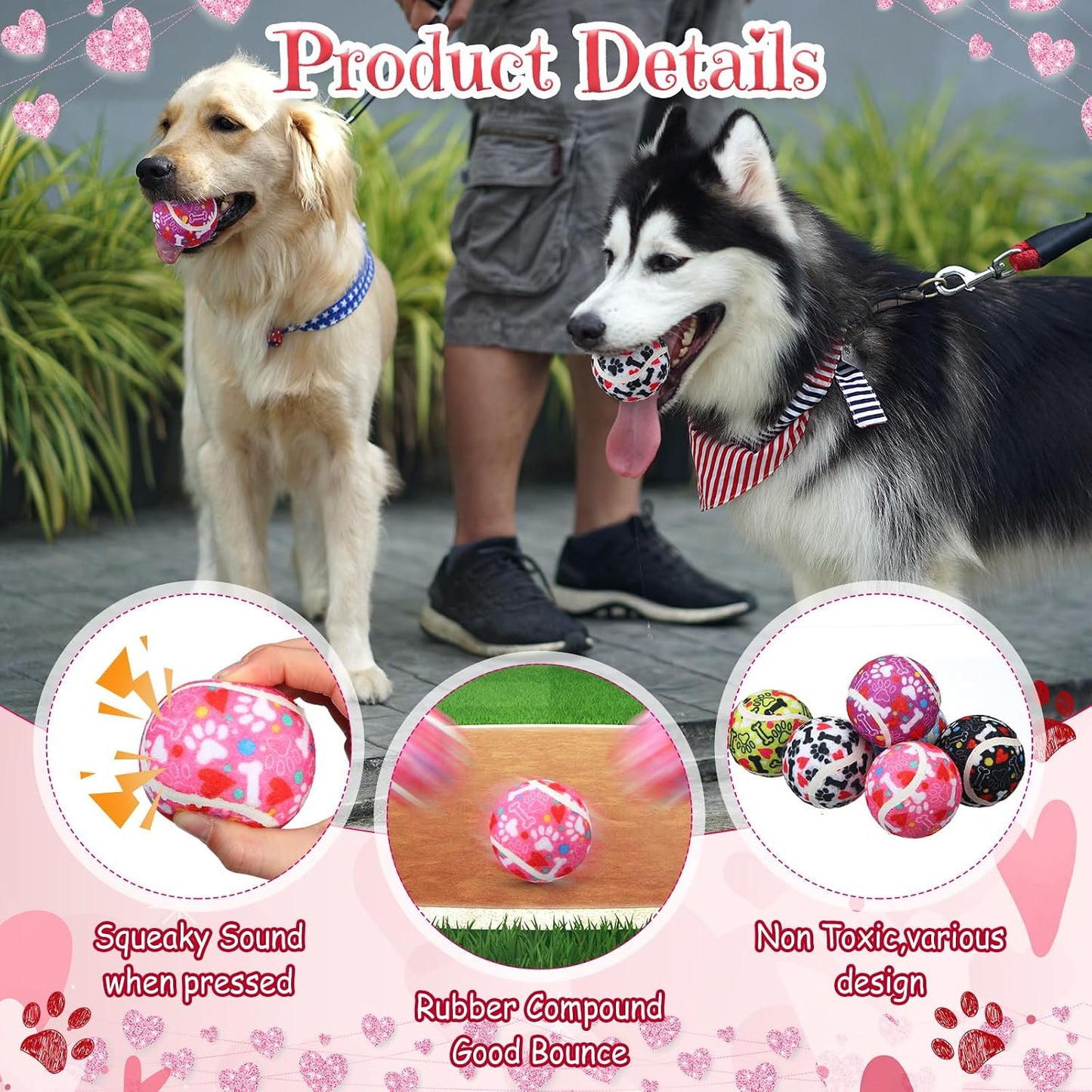Suilung 36 pelotas de tenis chirriantes para perros de 2.5 pulgadas...