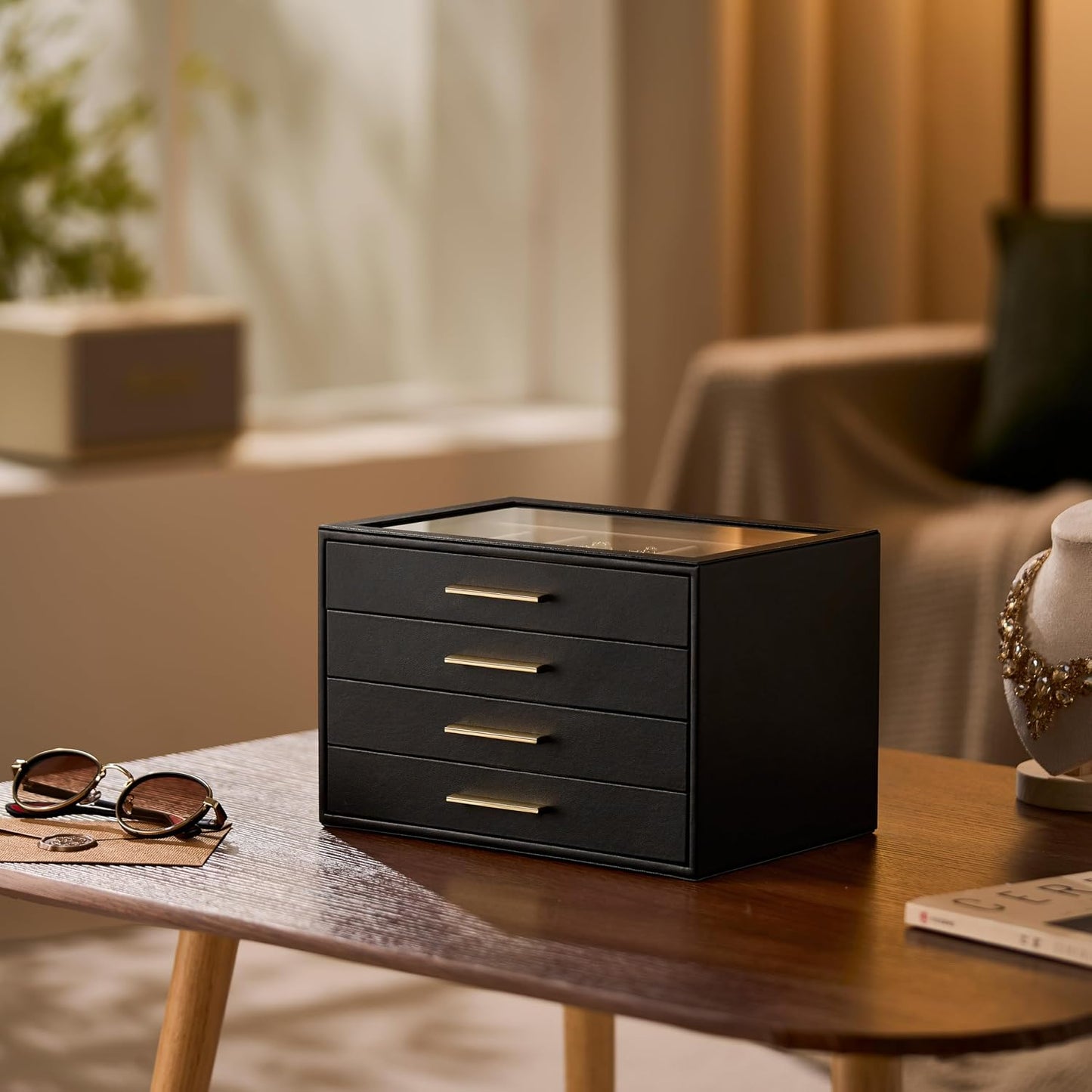 pickpiff Caja Organizadora de Joyas para Mujer: Estuche de Almacena...