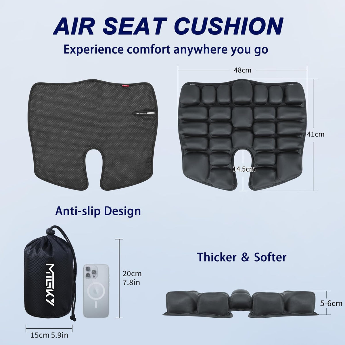 Cojín de asiento de viaje con bomba incorporada, cojín de asiento d...