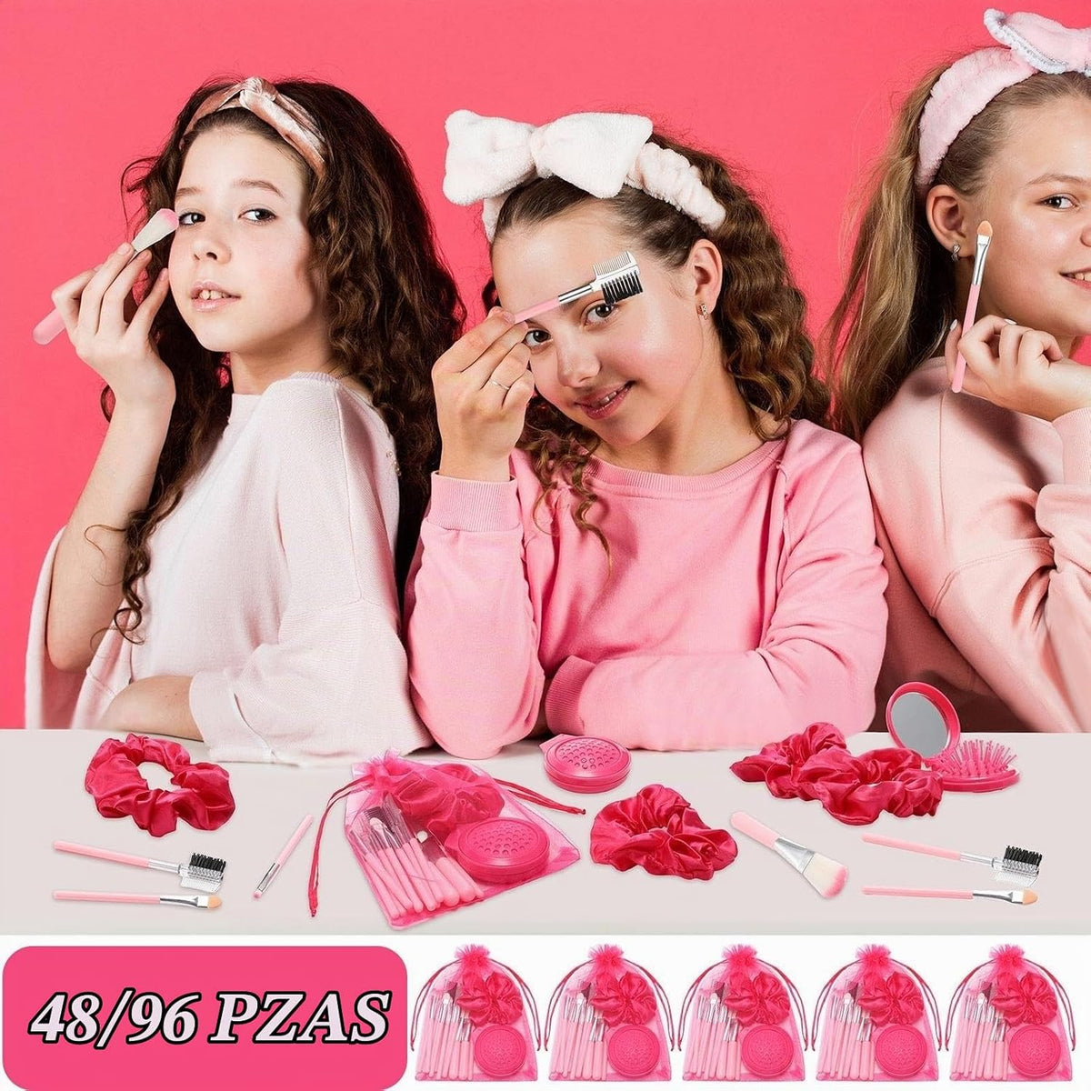 SiliFine - Juego de 48 piezas de recuerdos de fiesta rosa para niña...