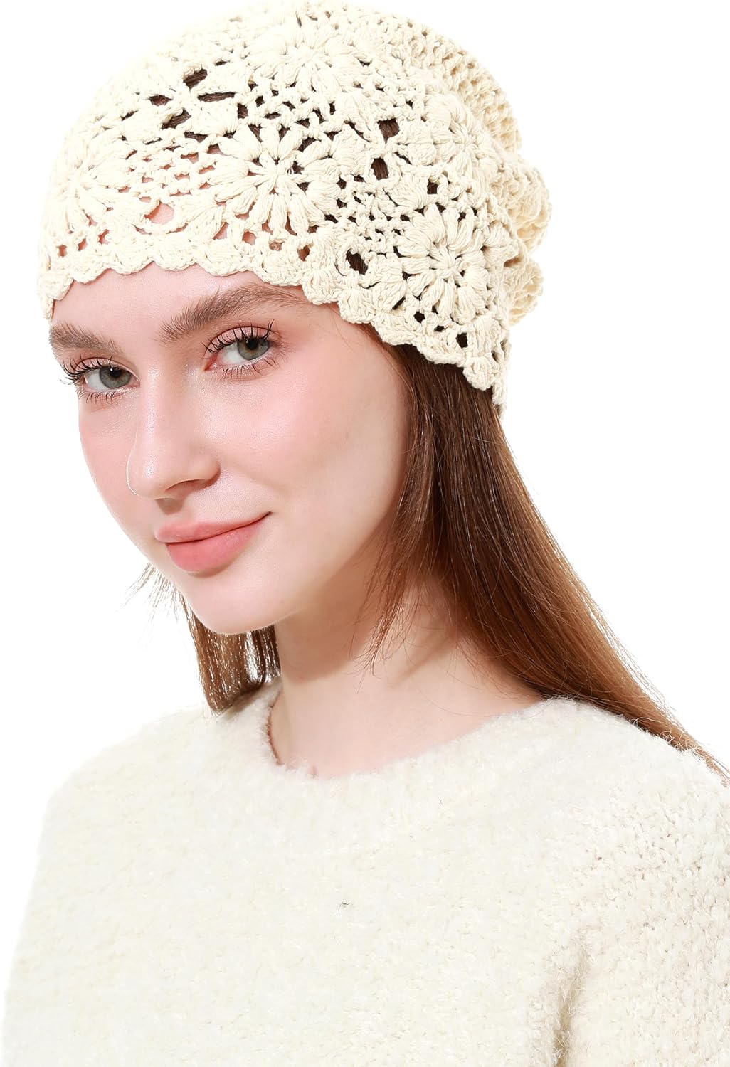 sy soul young Gorro de algodón de ganchillo para mujer, suave y hol...