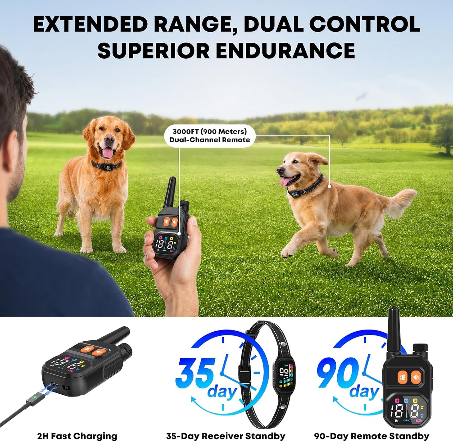 SQBEBS Collar de entrenamiento para perros con control remoto: 2 en...
