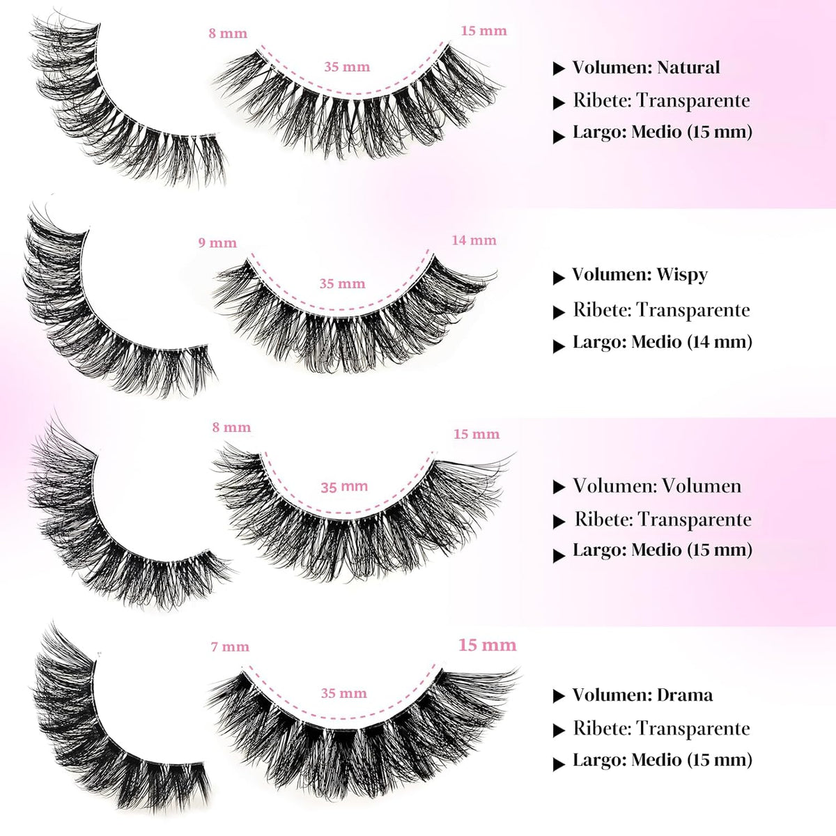 APCYUST Pestañas postizas finas, 4 estilos, tira de ojos de gato, p...