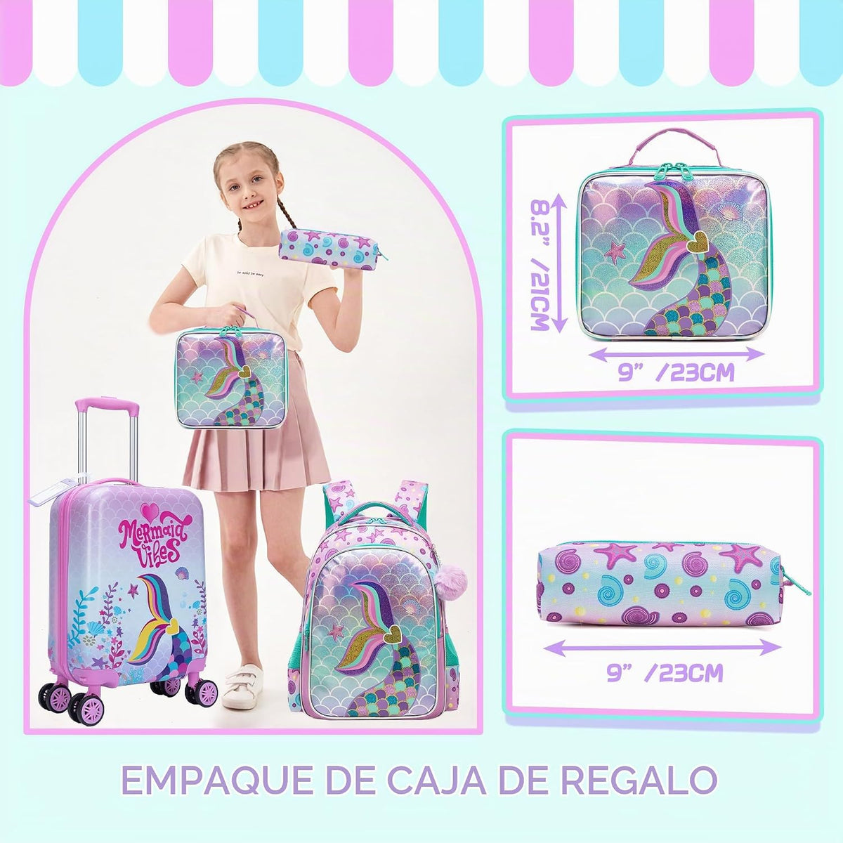 Homskiii Juego de maletas para niños, 5 piezas, juego de maletas, e...