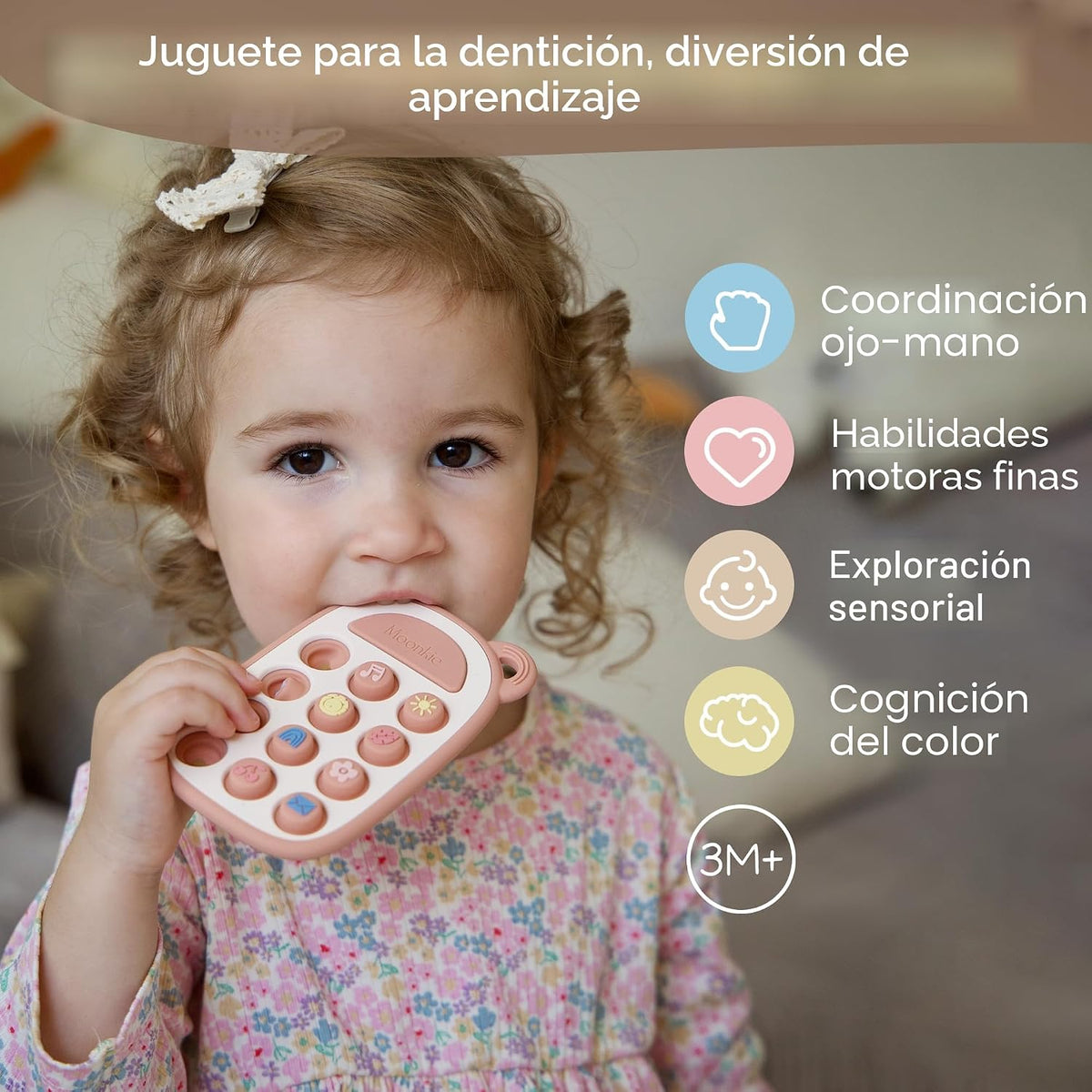 Moonkie Juguete de dentición de teléfono prensa de silicona para be...