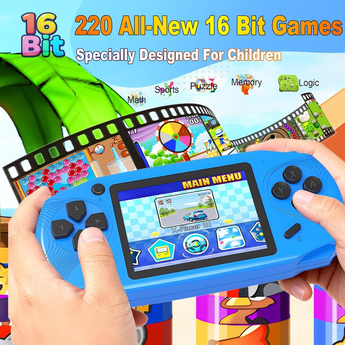 Beijue - Juegos de consola de mano de 16 bits para niños y adultos,...