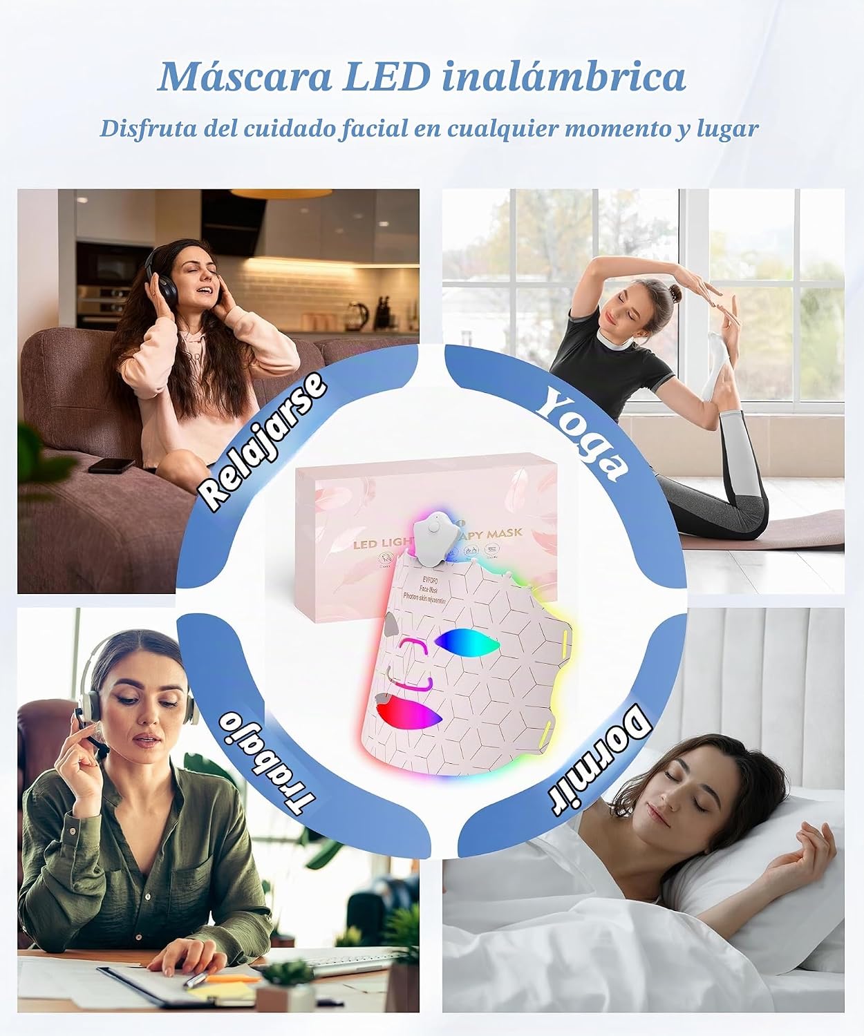 EVFOFO Terapia de luz roja para cara, máscara de terapia de luz par...