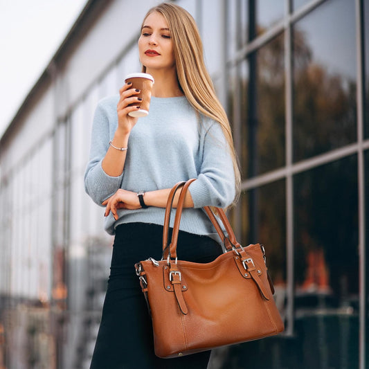 HESHE - Carteras y bolsos de cuero genuino para mujer, bolso de man...