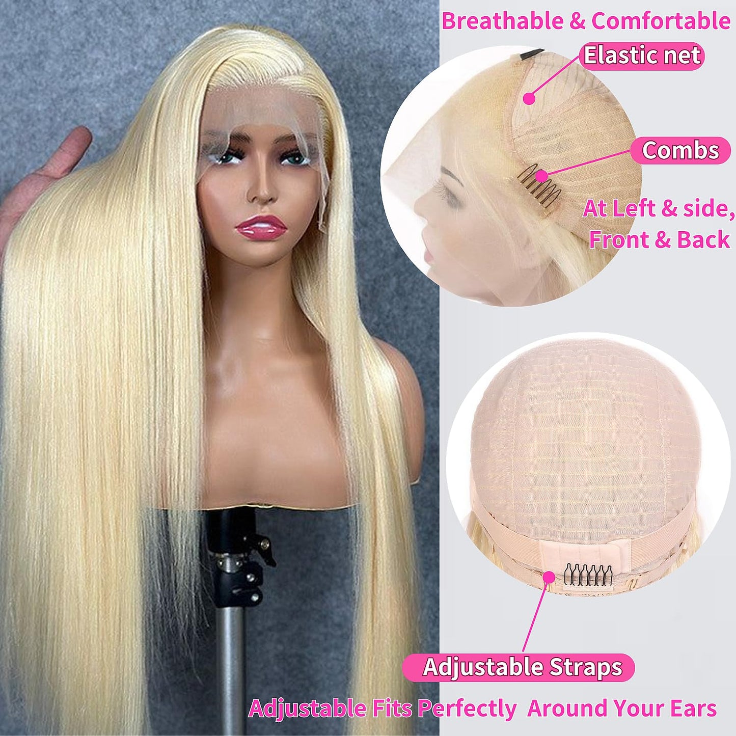 GZX 26 Pulgadas 613 Peluca de Cabello Humano con Encajes Frontales...